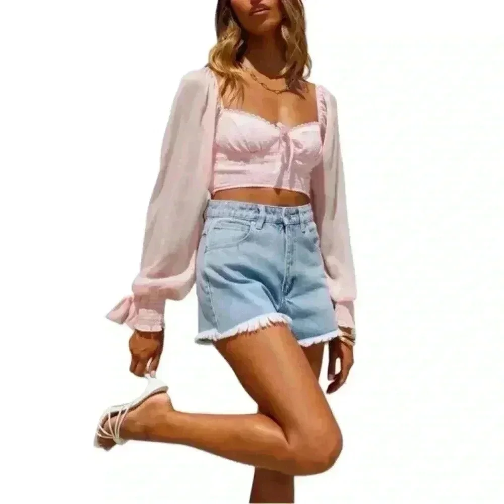 HELLO MOLLY PRETTY IN PINK CROP TOP PINK